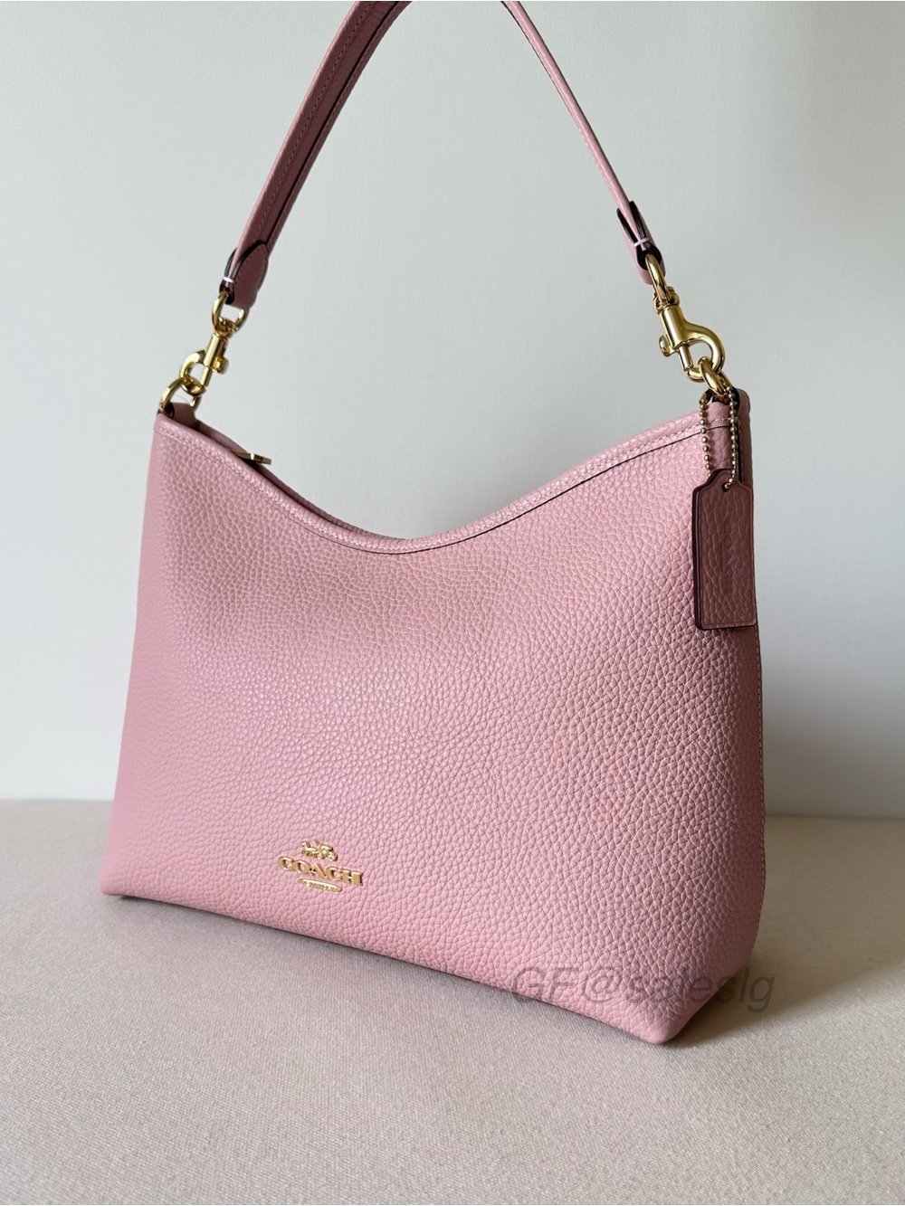 NWT Coach Laurel Shoulder Bag Pebble Leather Carnation Pink Gold CR148